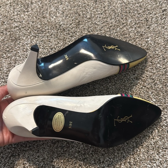 Yves Saint Laurent Yellow and White Heels with Vintage Charm 36.5 - Picture 4 of 12